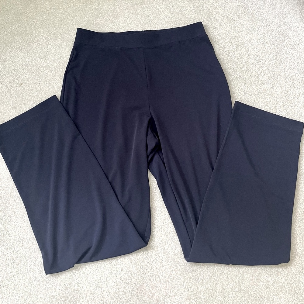 Susan Graver Essentials Navy Lightweight Knit Straight Leg Pants, Size XSP